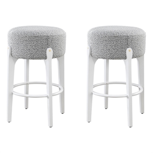 LuXeo Ellie 29 in. White Leg - Gray  Seat (Set of 2)