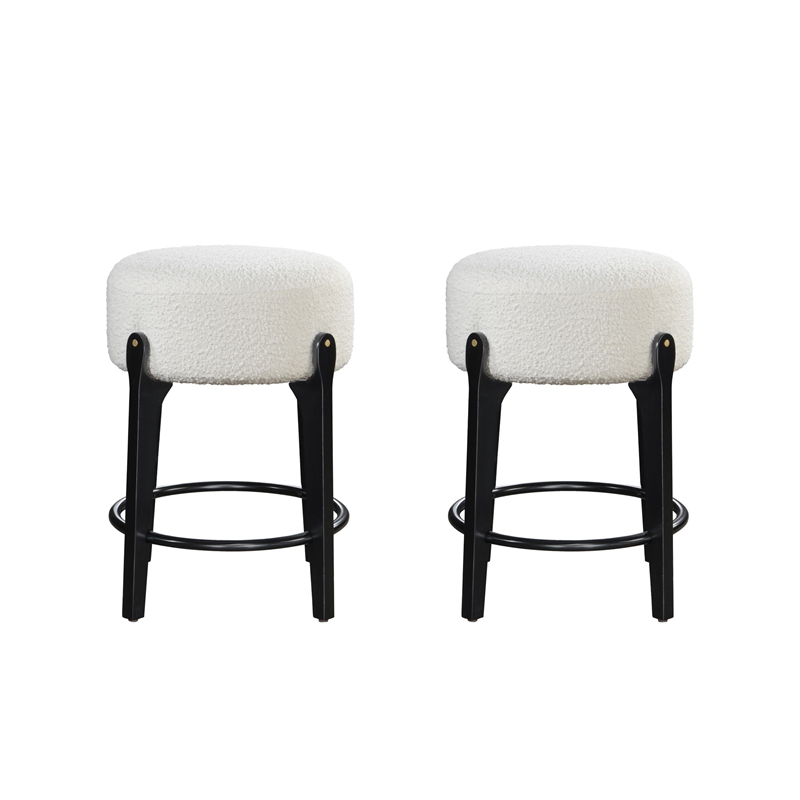 LuXeo Ellie 24 in. Black Leg - White Seat (Set of 2)