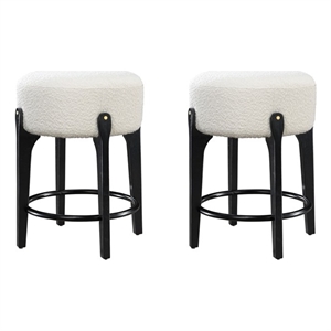 LuXeo Ellie 24 in. Black Leg - White Seat (Set of 2)
