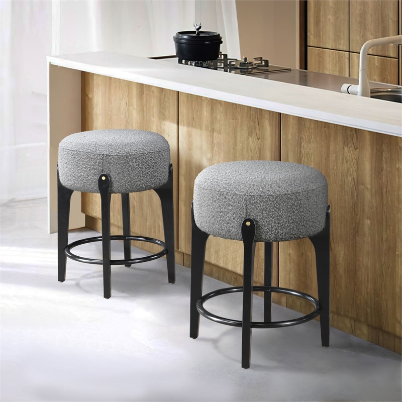 LuXeo Ellie 24 in. Black Leg - Gray Seat (Set of 2)