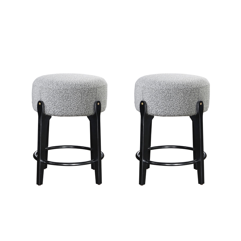 LuXeo Ellie 24 in. Black Leg - Gray Seat (Set of 2)