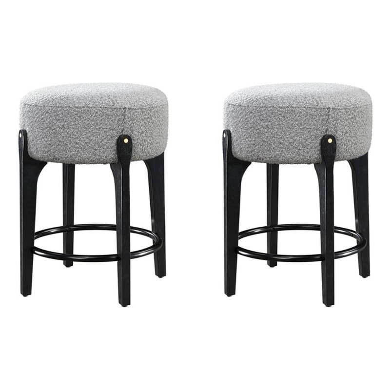 LuXeo Ellie 24 in. Black Leg - Gray Seat (Set of 2)