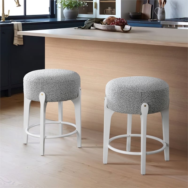 LuXeo Ellie 24 in. White Leg - Gray  Seat (Set of 2)