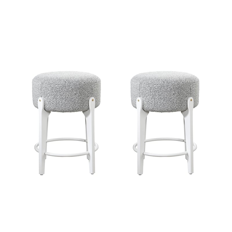 LuXeo Ellie 24 in. White Leg - Gray  Seat (Set of 2)