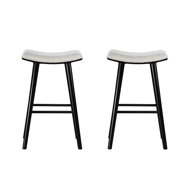LuXeo Luna 29 in. Black Legs - White Seat (Set of 2)