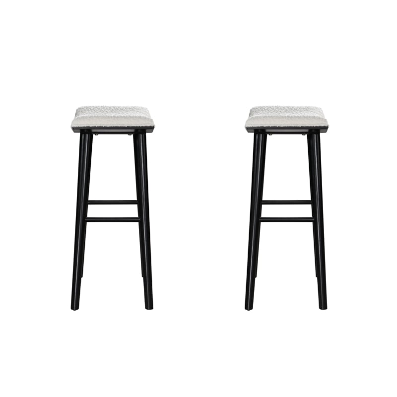 LuXeo Luna 29 in. Black Legs - White Seat (Set of 2)