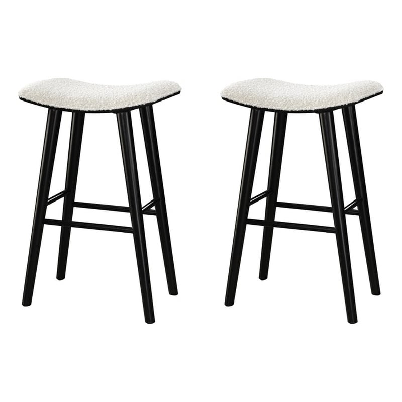 LuXeo Luna 29 in. Black Legs - White Seat (Set of 2)