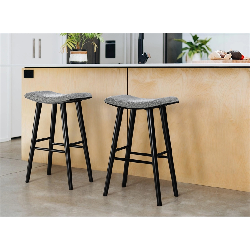 LuXeo Luna 29 in. Black Leg - Gray Seat (Set of 2)