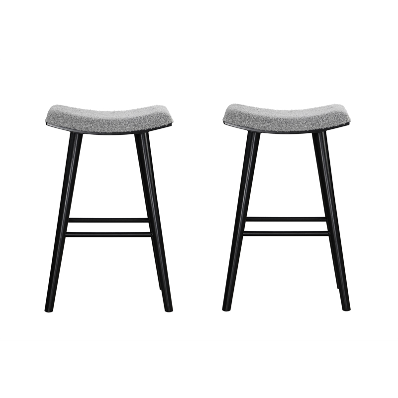 LuXeo Luna 29 in. Black Leg - Gray Seat (Set of 2)