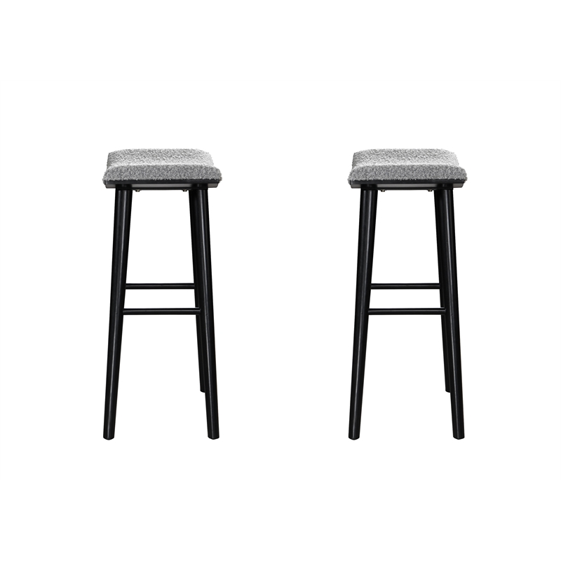 LuXeo Luna 29 in. Black Leg - Gray Seat (Set of 2)