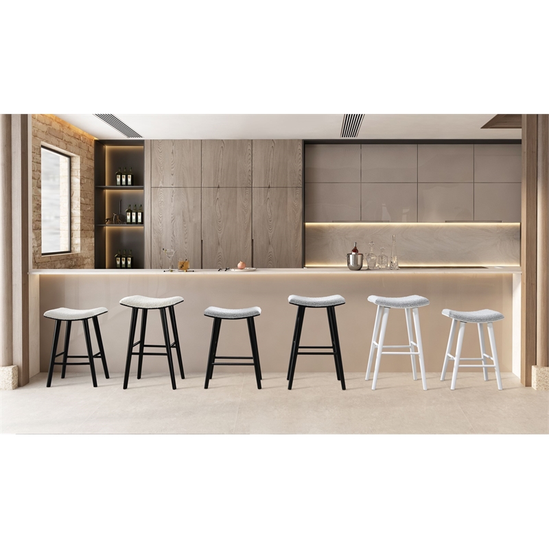 LuXeo Luna 29 in. White Leg  - Gray Seat (Set of 2)