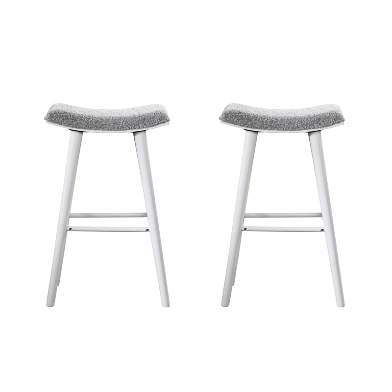 LuXeo Luna 29 in. White Leg  - Gray Seat (Set of 2)