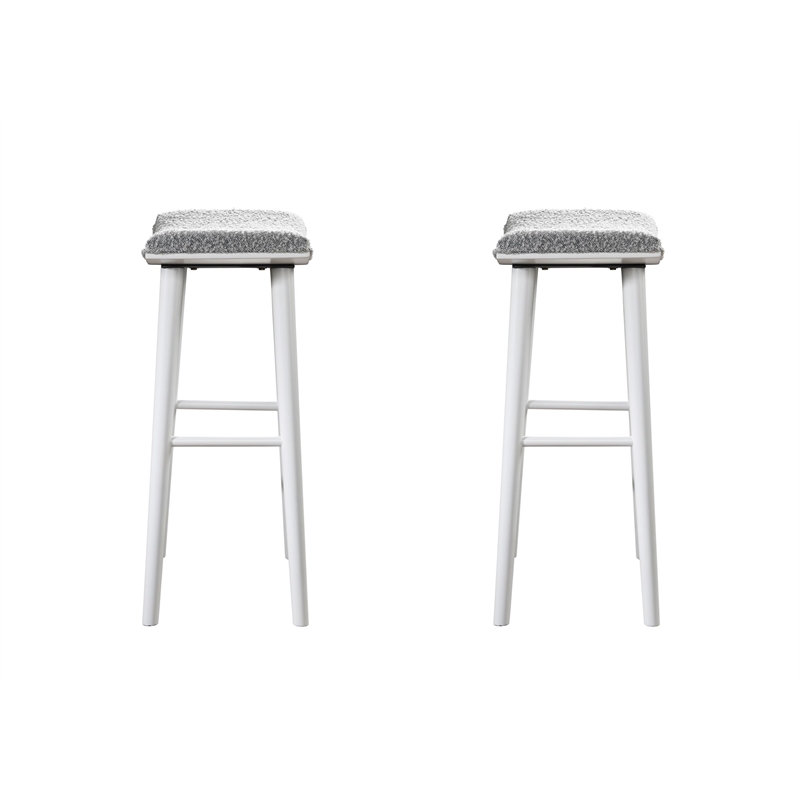 LuXeo Luna 29 in. White Leg  - Gray Seat (Set of 2)