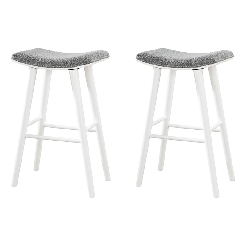 LuXeo Luna 29 in. White Leg  - Gray Seat (Set of 2)
