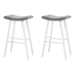 LuXeo Luna 29 in. White Leg  - Gray Seat (Set of 2)