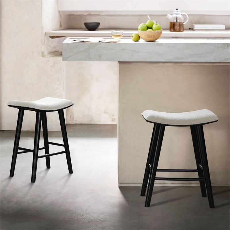 LuXeo Luna 24 in. Black Leg - White Seat (Set of 2)