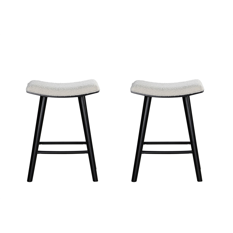 LuXeo Luna 24 in. Black Leg - White Seat (Set of 2)