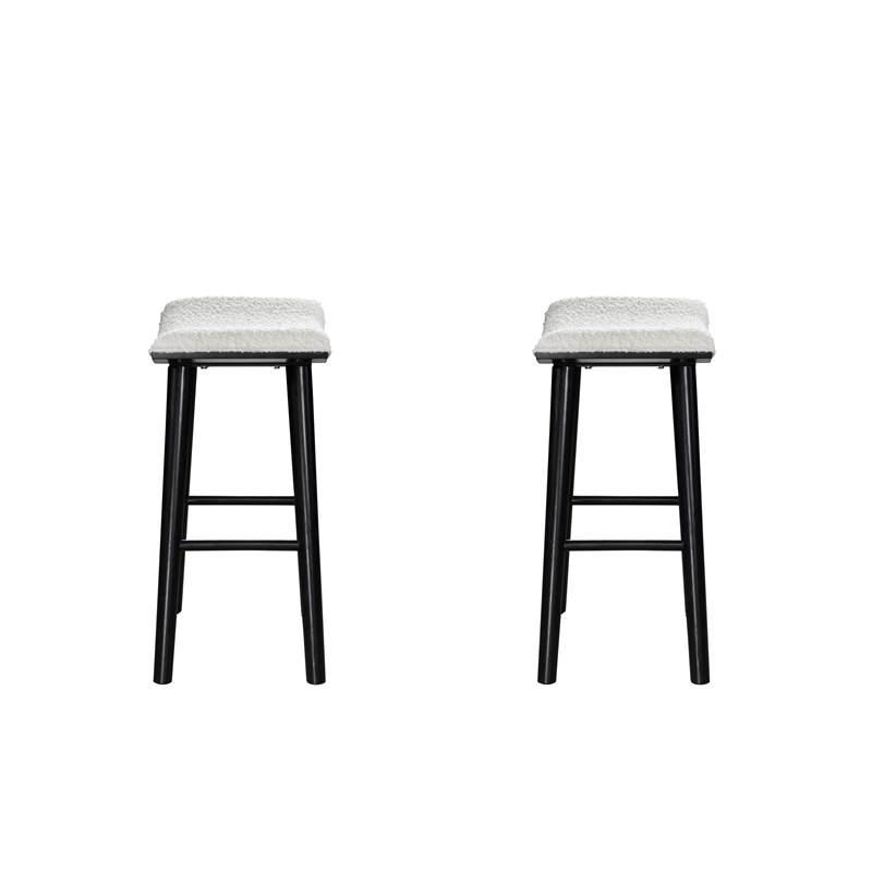 LuXeo Luna 24 in. Black Leg - White Seat (Set of 2)