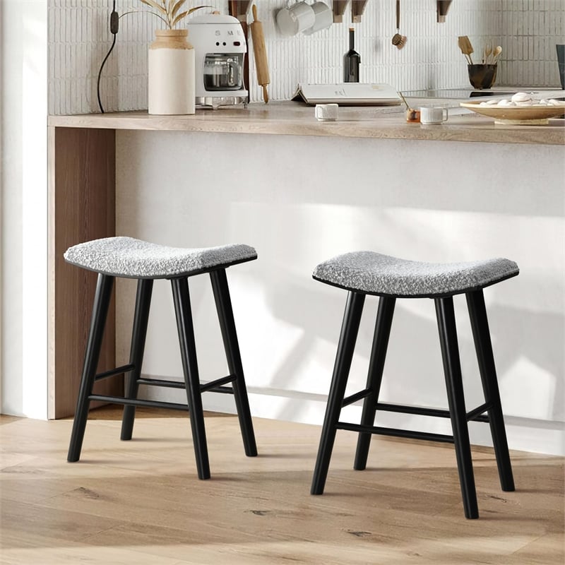 LuXeo Luna 24 in. Black Leg - Gray Seat (Set of 2)