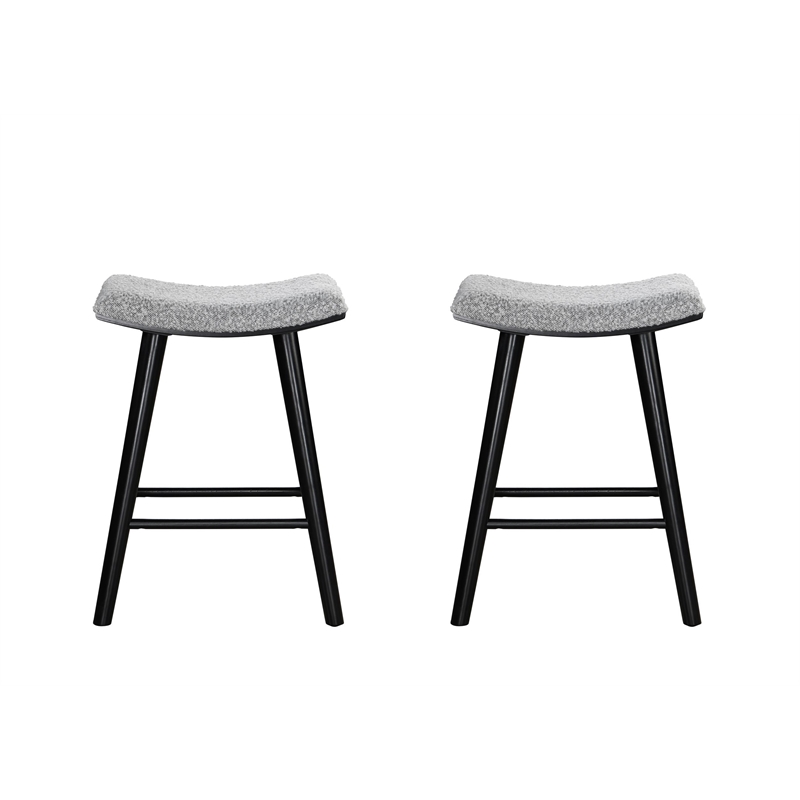 LuXeo Luna 24 in. Black Leg - Gray Seat (Set of 2)