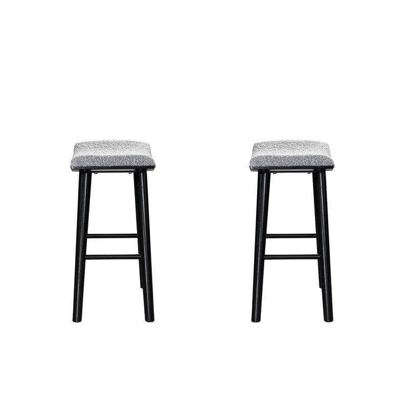 LuXeo Luna 24 in. Black Leg - Gray Seat (Set of 2)