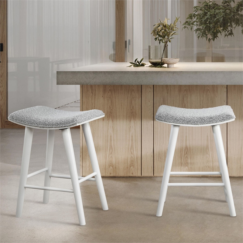 LuXeo Luna 24 in. White Leg -  Gray Seat (Set of 2)
