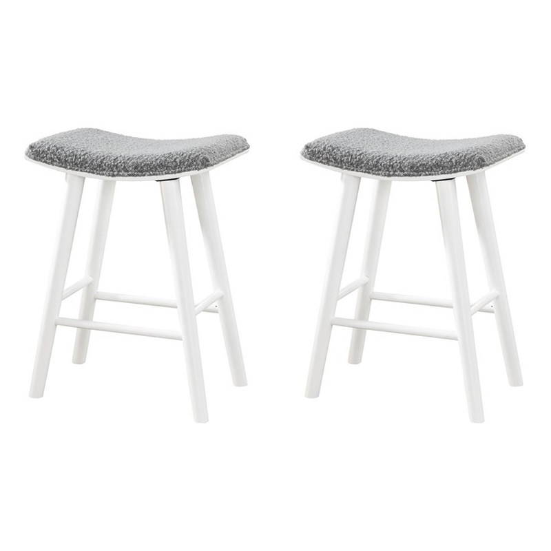 LuXeo Luna 24 in. White Leg -  Gray Seat (Set of 2)