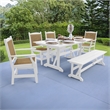 LuXeo Tuscany White Woven Rattan Dining Set-6 Piece
