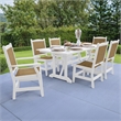 LuXeo Tuscany White Woven  Rattan Dining Set-7 Piece