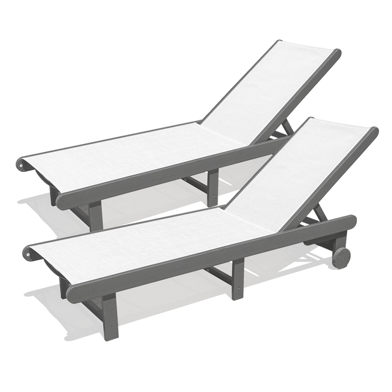 Venice Gray HDPE Chaise Lounge-Set of 2