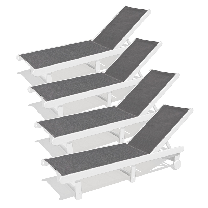 Venice HDPE Chaise Lounge-White (Set of 4)