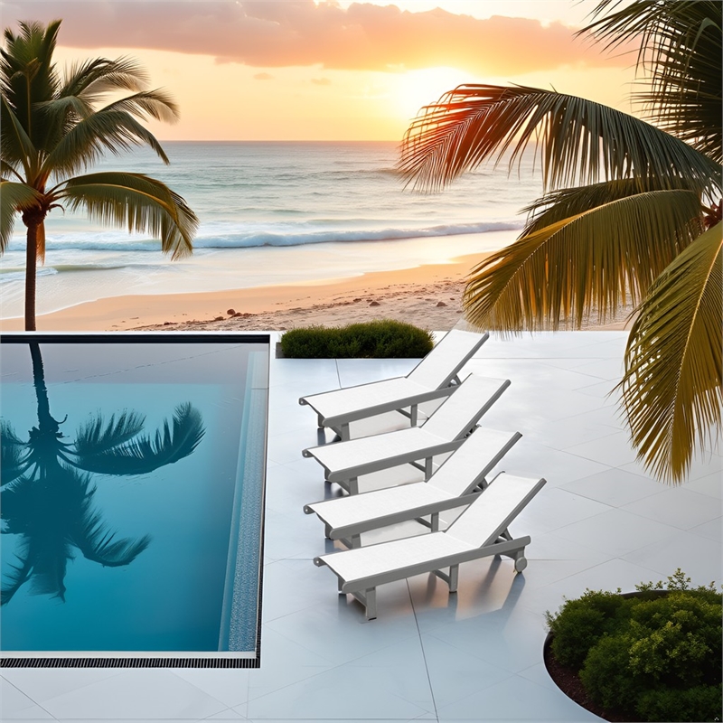Venice HDPE Chaise Lounge- Gray (Set of 4)