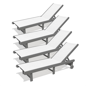 Venice HDPE Chaise Lounge- Gray (Set of 4)