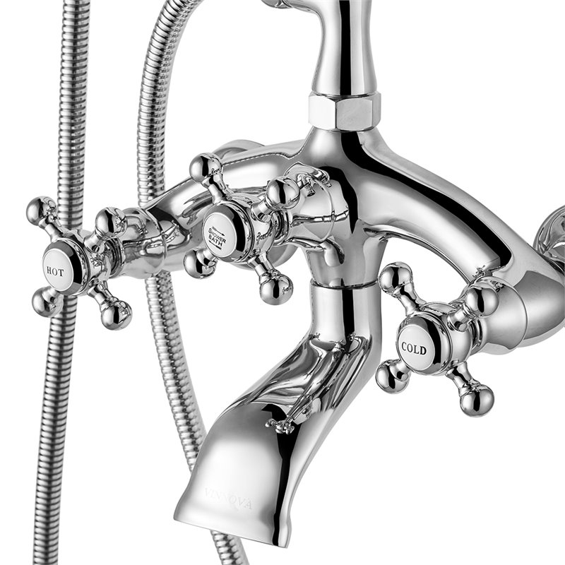 Vinnova Juniper Adjustable Center Wall Mount Tub Faucet in Chrome