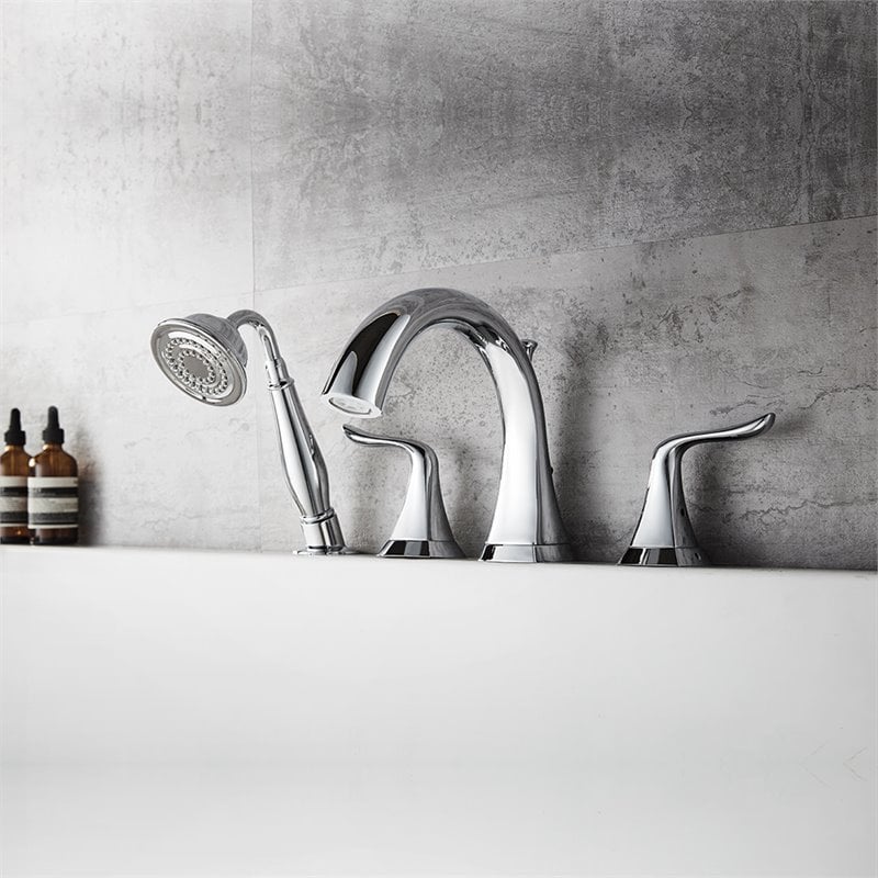 Vinnova Claudius Roman Tub Faucet with Hand Held Shower in Chrome