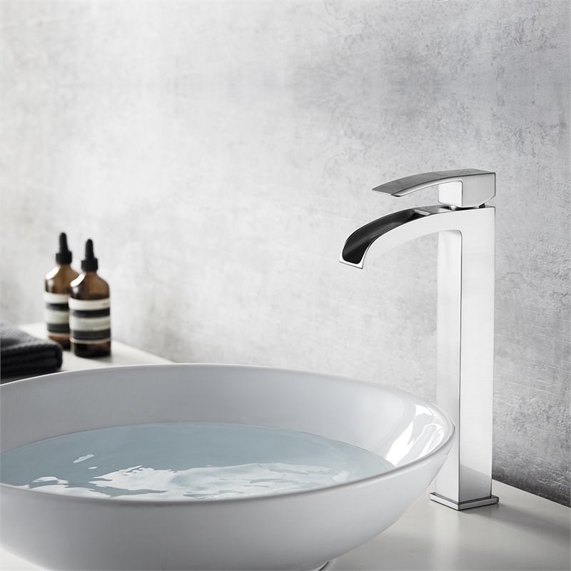 Vinnova Belair Single Lever Vessel Bathroom Faucet in Nickel