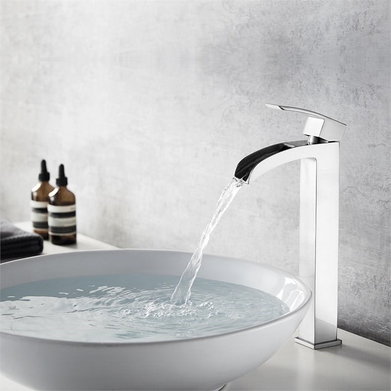 Vinnova Belair Single Lever Vessel Bathroom Faucet in Nickel