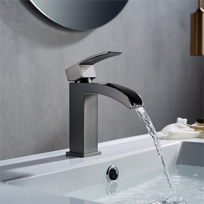 Vinnova Liberty Single Handle Basin Bathroom Faucet in Gun Metal Gray