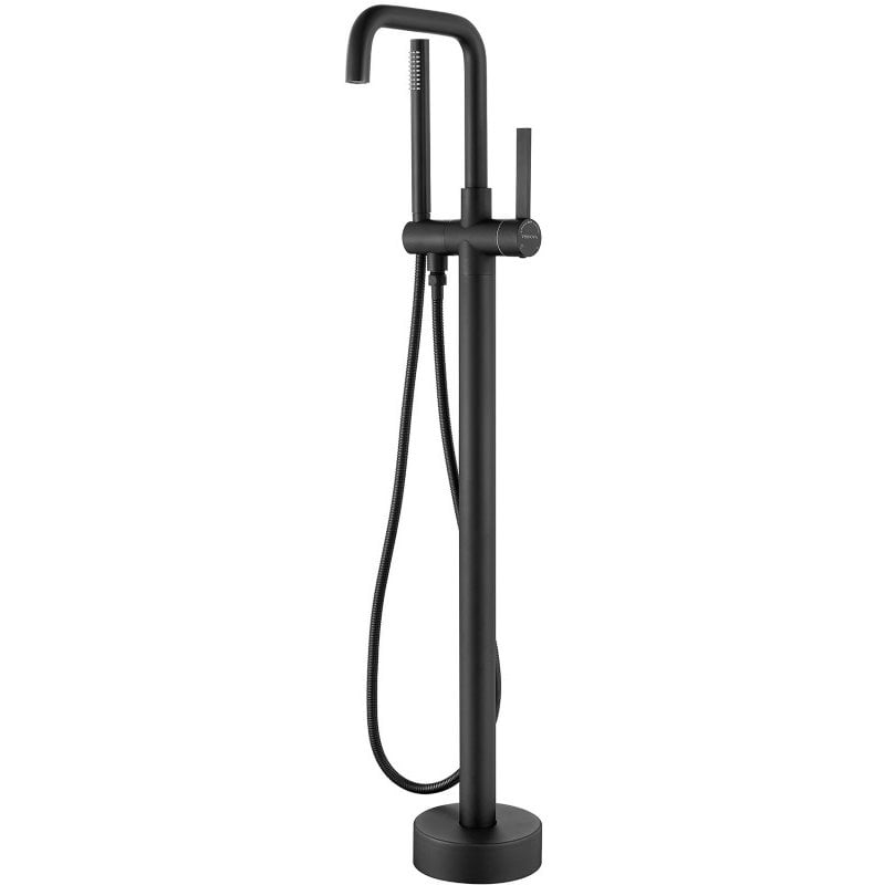 Vinnova Delara Freestanding Chrome Tub Faucet with Hand Shower in Black