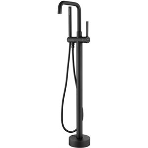 Vinnova Delara Freestanding Chrome Tub Faucet with Hand Shower in Black