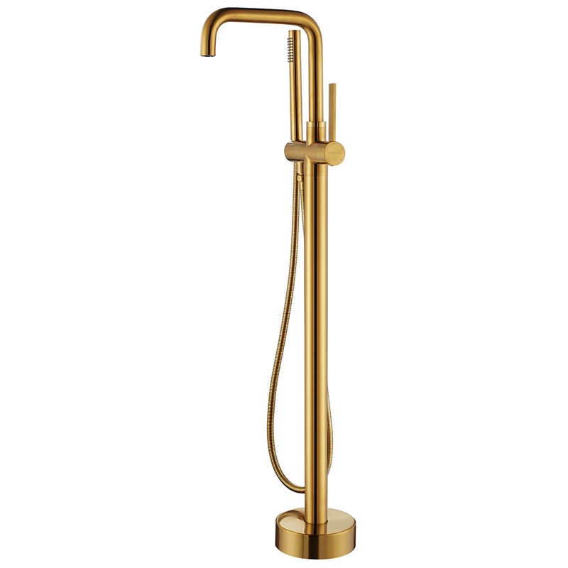 Vinnova Delara Freestanding Chrome Tub Faucet with Hand Shower in Gold