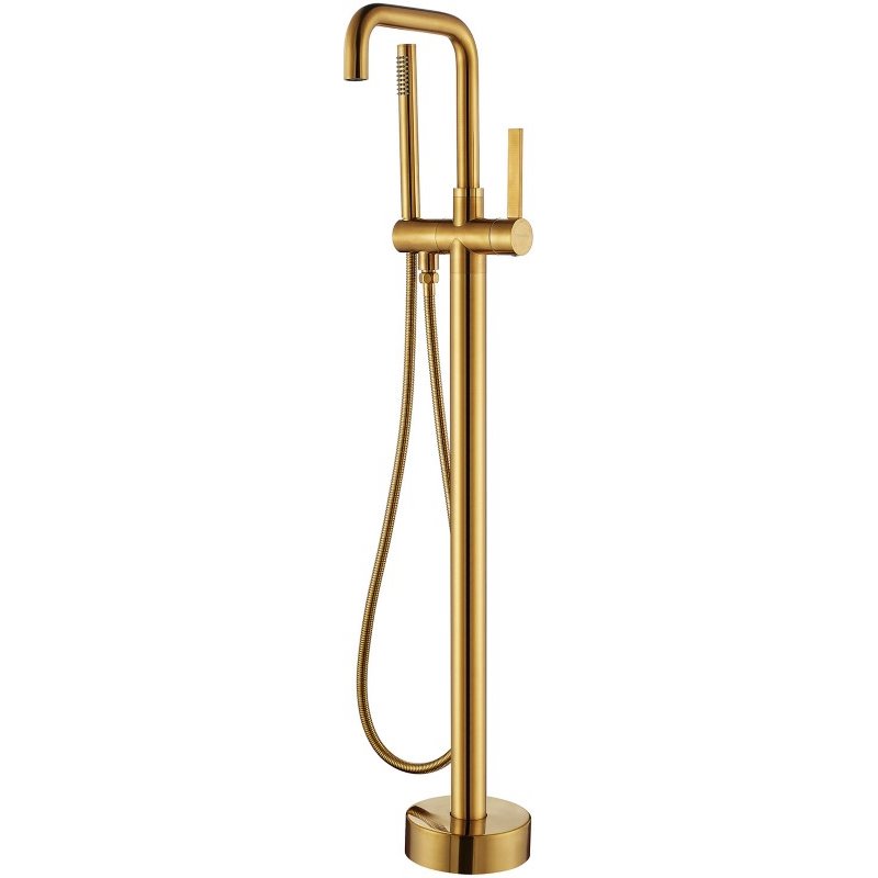 Vinnova Delara Freestanding Chrome Tub Faucet with Hand Shower in Gold