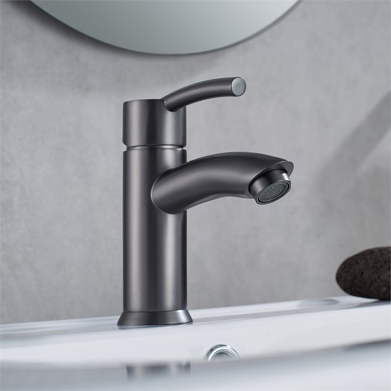 Vinnova Bliss Single Handle Basin Bathroom Faucet in Gunmetal Gray