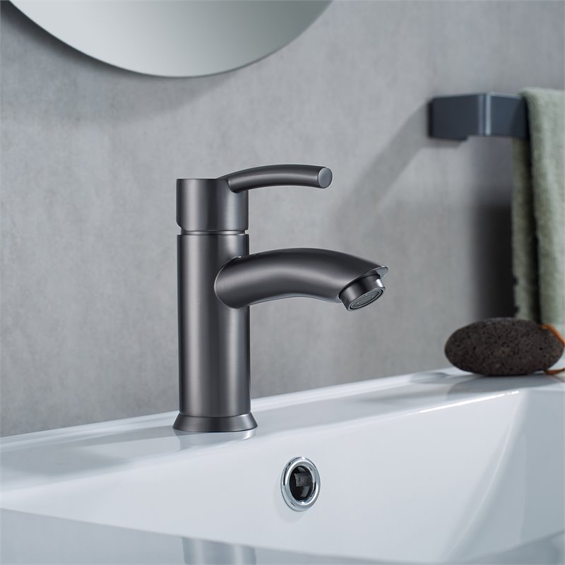Vinnova Bliss Single Handle Basin Bathroom Faucet in Gunmetal Gray