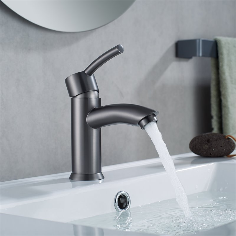 Vinnova Bliss Single Handle Basin Bathroom Faucet in Gunmetal Gray
