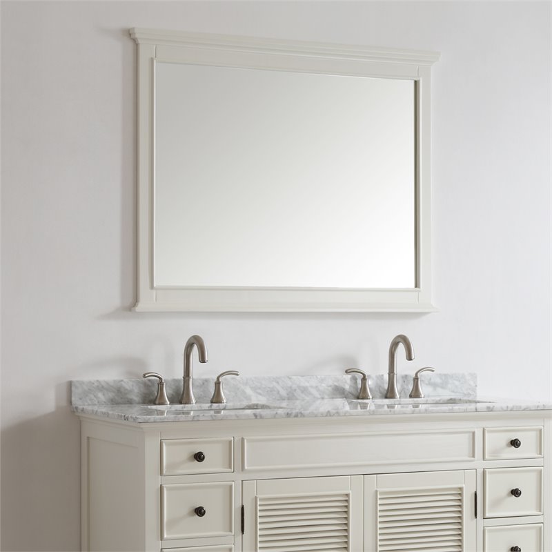 Vinnova Piedmont Bathroom Vanity Framed Wall Mirror in Antique White Cymax Business