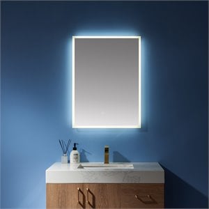 Vinnova Essentia 24&quot Illuminated Bathroom Vanity Wall Mirror in Silver