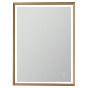 Vinnova Como 24&quot Rectangle LED Wall Mount Bathroom Vanity Mirror in Gold Frame