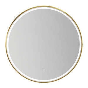 Vinnova Campobasso 32&quot Round LED Wall Mount Bathroom Vanity Mirror Gold Frame