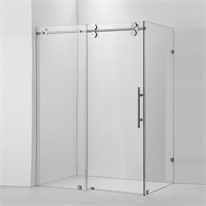 Villena 52&quot W x 78&quot H Single Sliding Frameless Glass Shower Enclosure Nickel